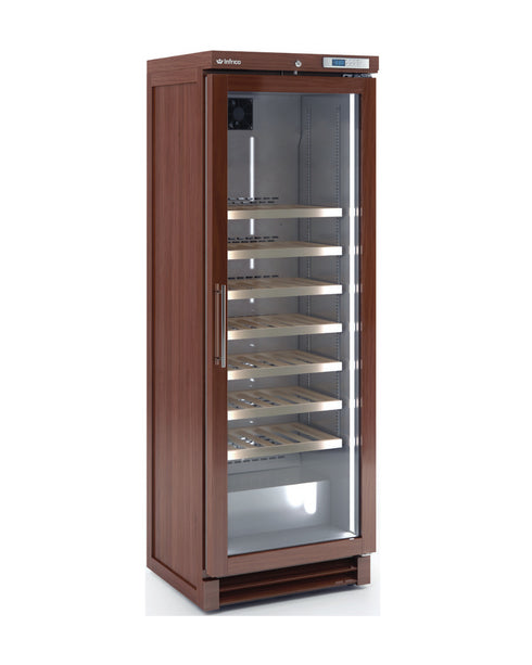 Armoire à vin bois réfrigérée positive +4/+18°C 1 porte vitrée 657x596x1918mm